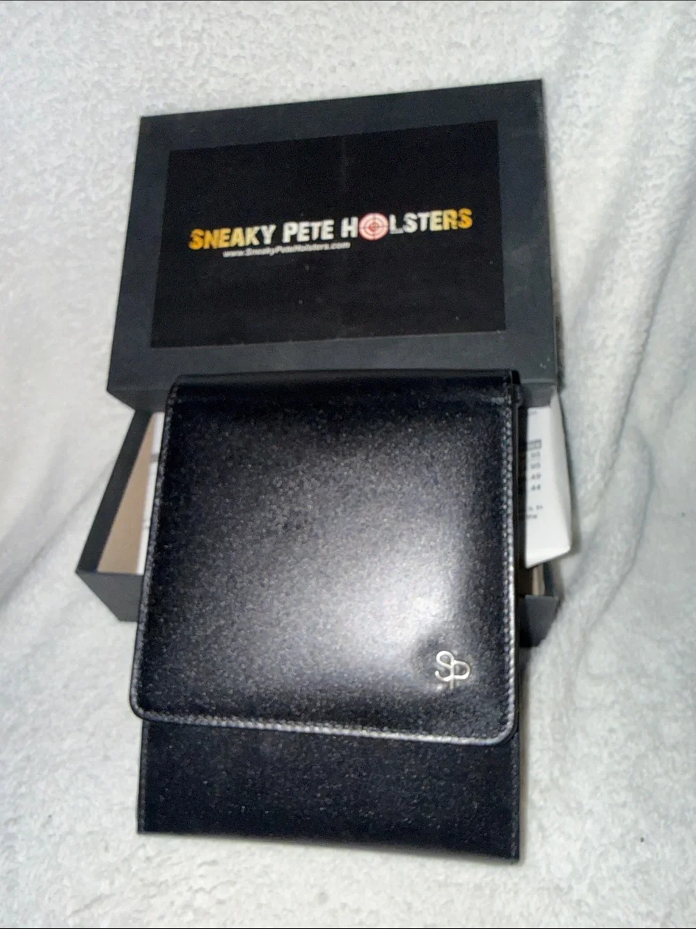 Black Leather Gun Holster with Belt Clip